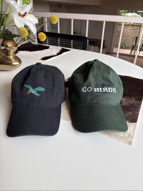 Green "GO BIRDS" & Black Eagles Embroidered Baseball Caps